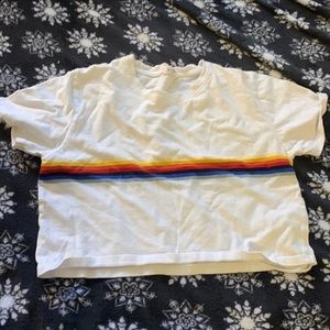 White rainbow striped John galt Brandy Melville size small crop top